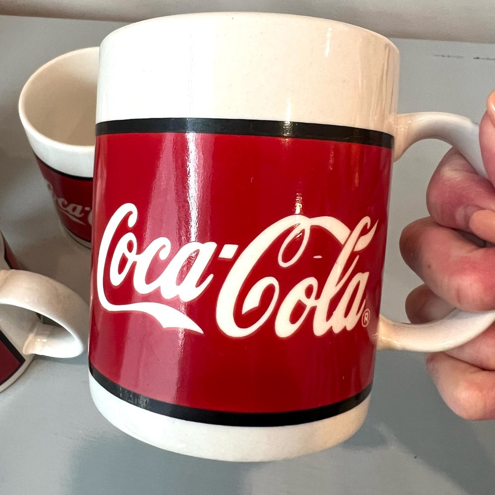 1996 Coca Cola Set Of 4 Tea Coffee Mug Cup Gibson 16oz Red White Classic Vintage - Picture 3 of 8